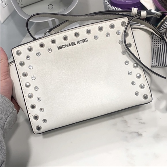 Michael Kors Handbags - Micheal kors white studded Selma medium